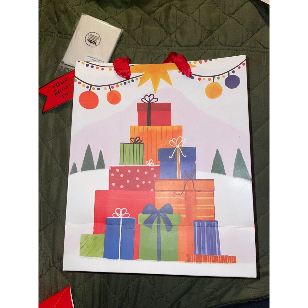 9.6" Holiday 4-Pack Medium Christmas Gift Bags With Tissue Paper Gifts Presents